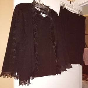 Exclusively misook, L, Black Skirt, Jacket, Top